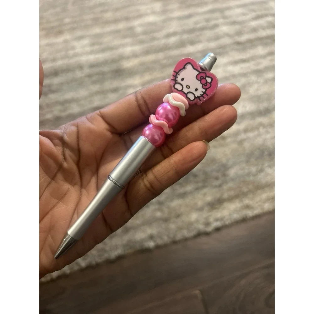 Hello Kitty like Beaded Pen,writing utensil, nostalgic-only a kind +refill